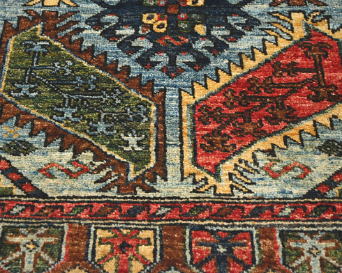 2x3 Blue Ersari Afghan Hand Knotted Veg Dye Wool Area Rug